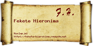 Fekete Hieronima névjegykártya